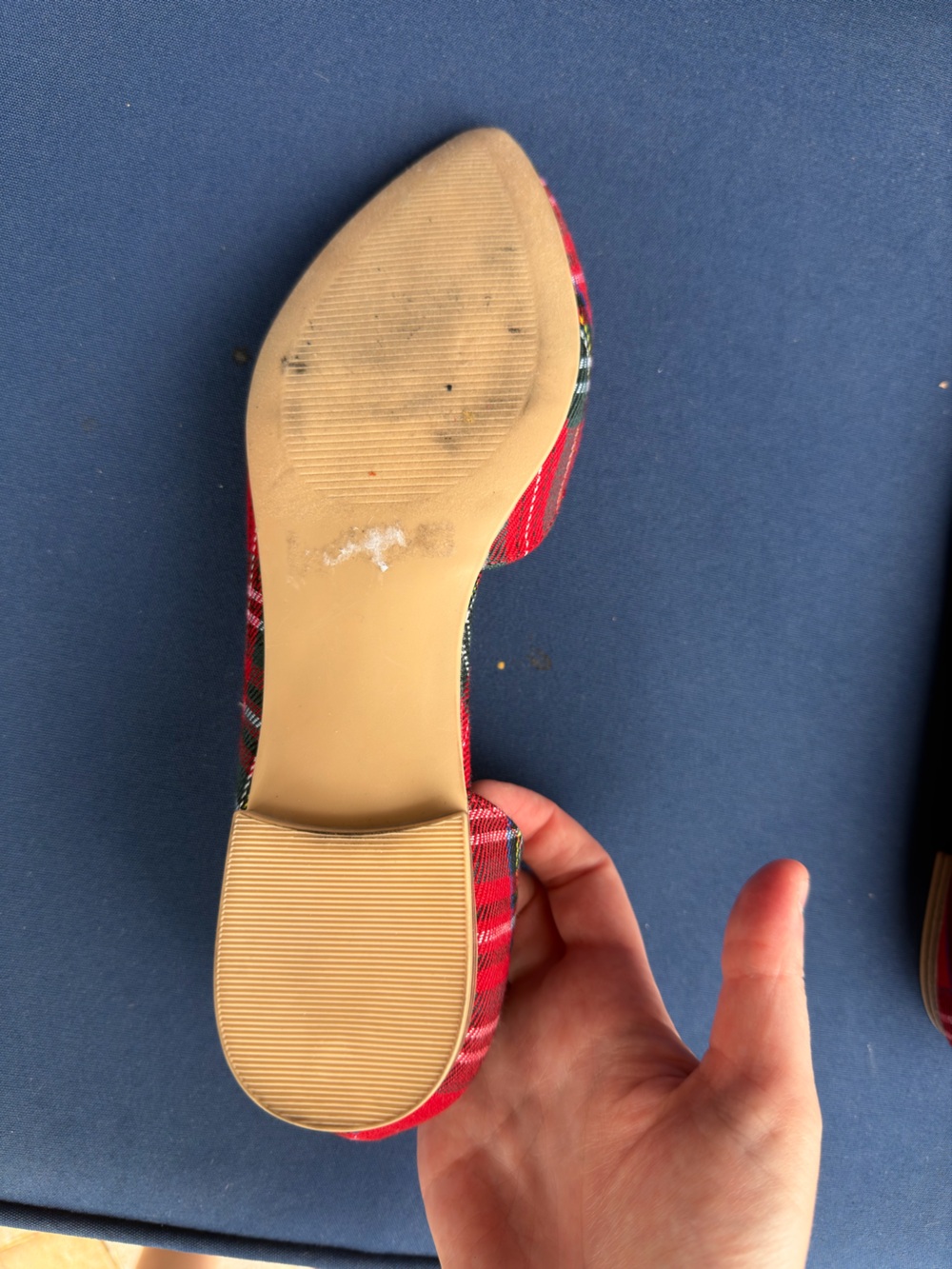 Isaac Mizrahi Amaya Women's Red Tartan Plaid D'Orsay Flats 7.5 Pointed Toe Party - Picture 5 of 16
